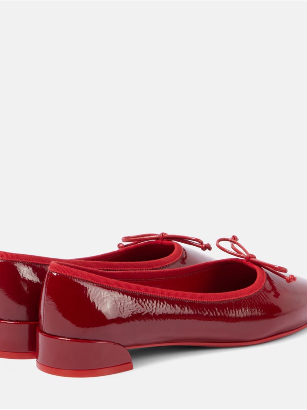 Christian Louboutin Glossy Red Patent Ballet Flats with Bow Trim size 40 - Picture 4 of 12